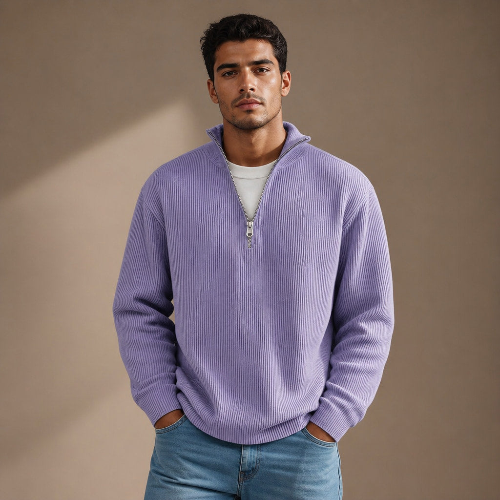 Cardigan Open Front Knit Relaxed Fit in Purple – Tarlano Premium Menswear