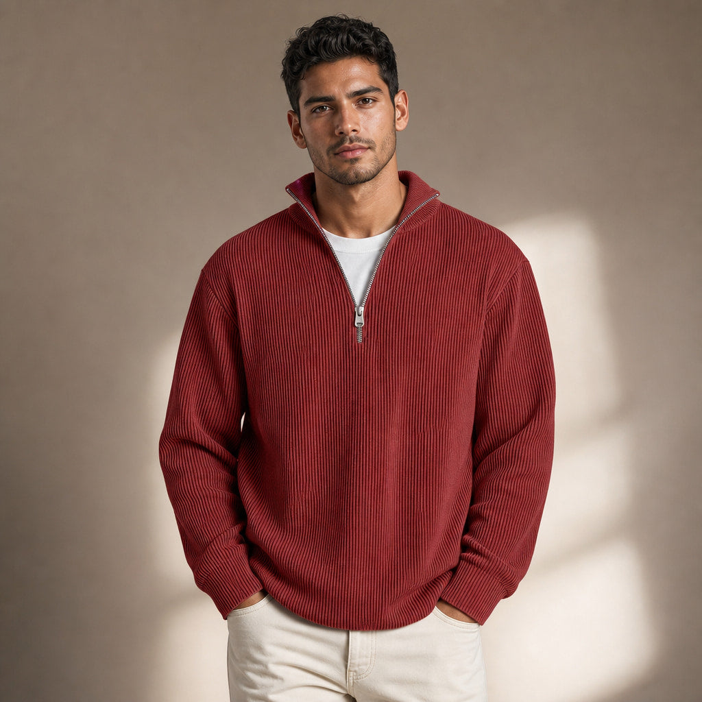 Cardigan Open Front Knit Relaxed Fit in Red – Tarlano Premium Menswear