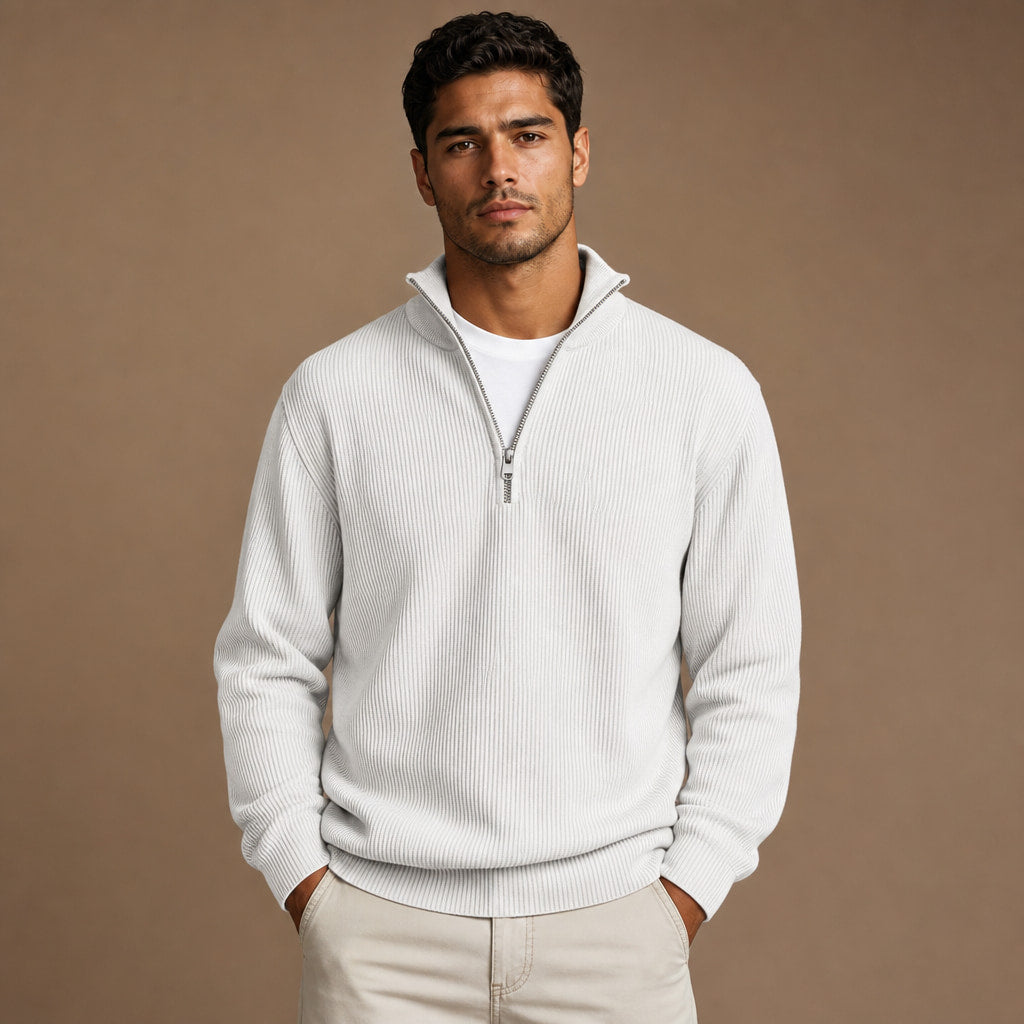 Cardigan Open Front Knit Relaxed Fit in White – Tarlano Premium Menswear