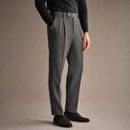 Dress Trousers Stretch Cotton Twill Grey – Side Angle View