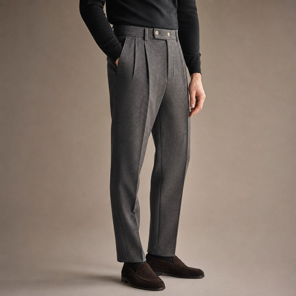 Dress Trousers Stretch Cotton Twill Grey – Side Angle View
