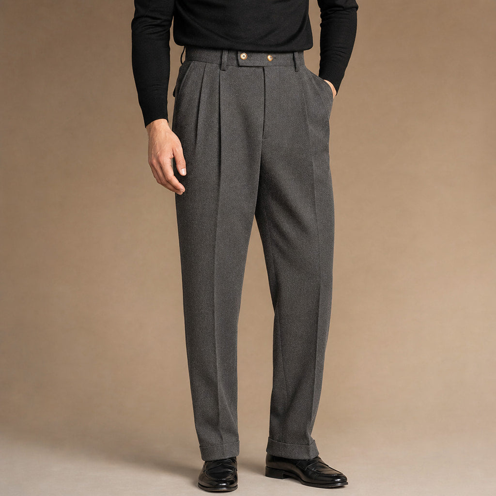 Dress Trousers Stretch Cotton Twill Grey – Product Photo