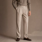 Dress Trousers Stretch Cotton Twill Khaki – Product Photo
