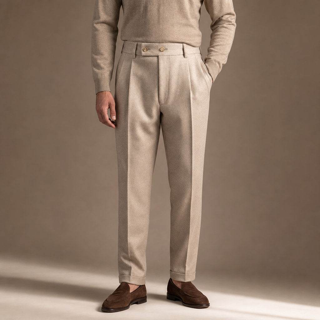 Dress Trousers Stretch Cotton Twill in Khaki – Tarlano Premium Menswear