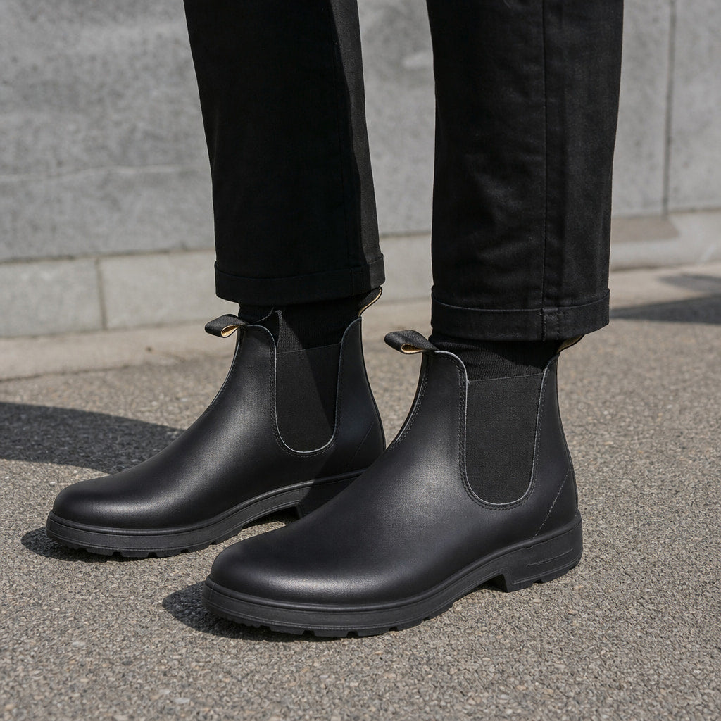 Leather Chelsea Boots Slip On in Black – Tarlano Premium Menswear