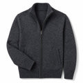 Cardigan Zip Front Ribbed Cuffs Long Sleeve Gray – Product Photo
