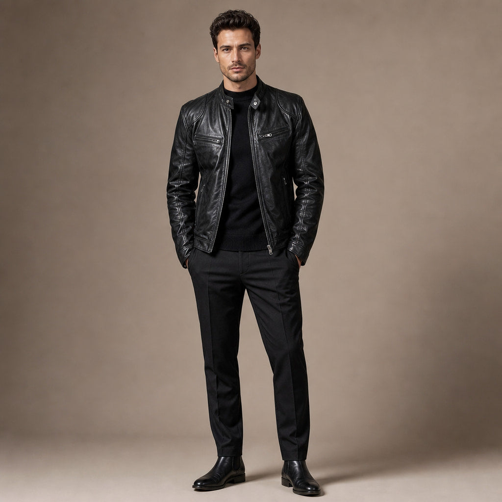 Leather Jacket Slim Fit Black – Full Look