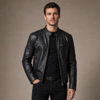 Leather Jacket Slim Fit in Black – Tarlano Premium Menswear