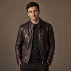 Leather Jacket Slim Fit Dark Brown – Product Photo