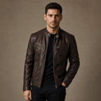 Leather Jacket Slim Fit in Dark Brown – Tarlano Premium Menswear