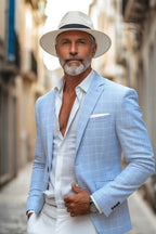 Brennox | Plaid Blazer Slim Fit Light Blue – Product Photo