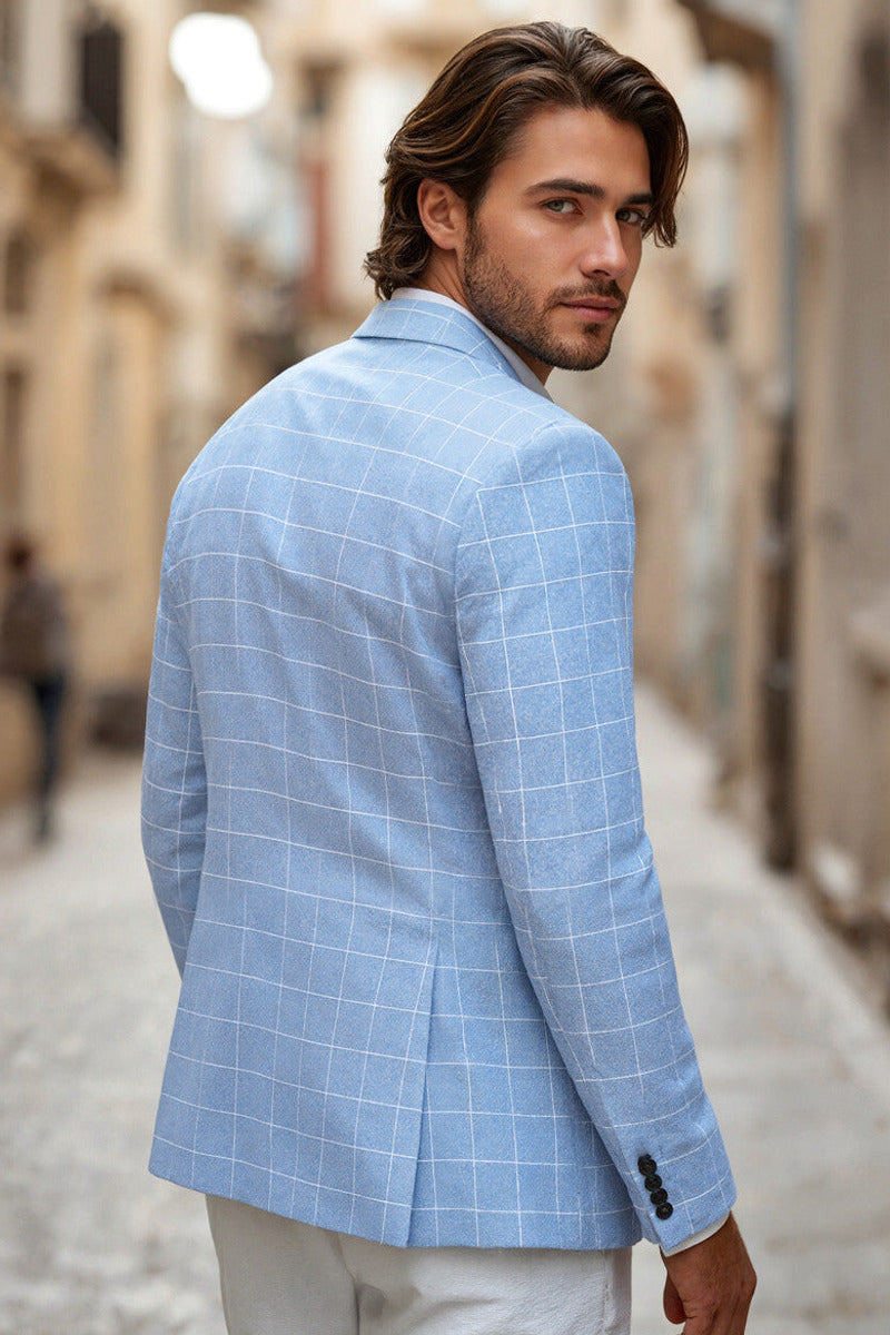 Brennox | Plaid Blazer Slim Fit Light Blue – Product Photo