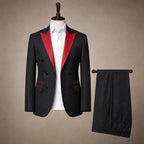 Tuxedo Three Piece Red Peak Lapel Black / Red – Product Photo