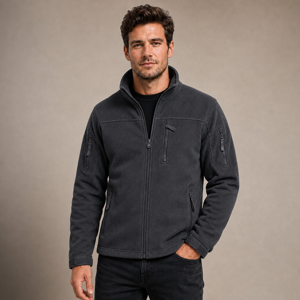 Fleece Jacket Full Zip Windproof Gray – Product Photo