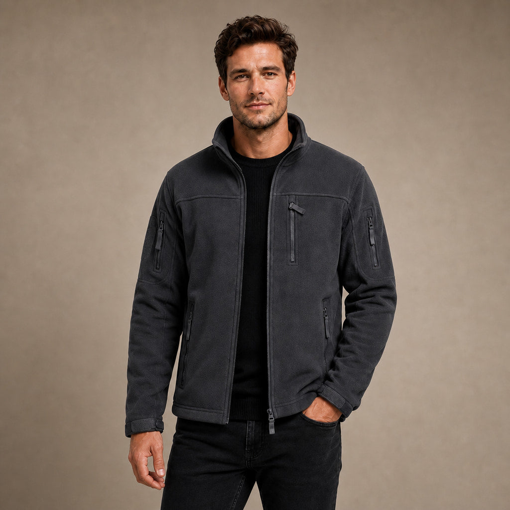 Fleece Jacket Full Zip Windproof in Gray – Tarlano Premium Menswear