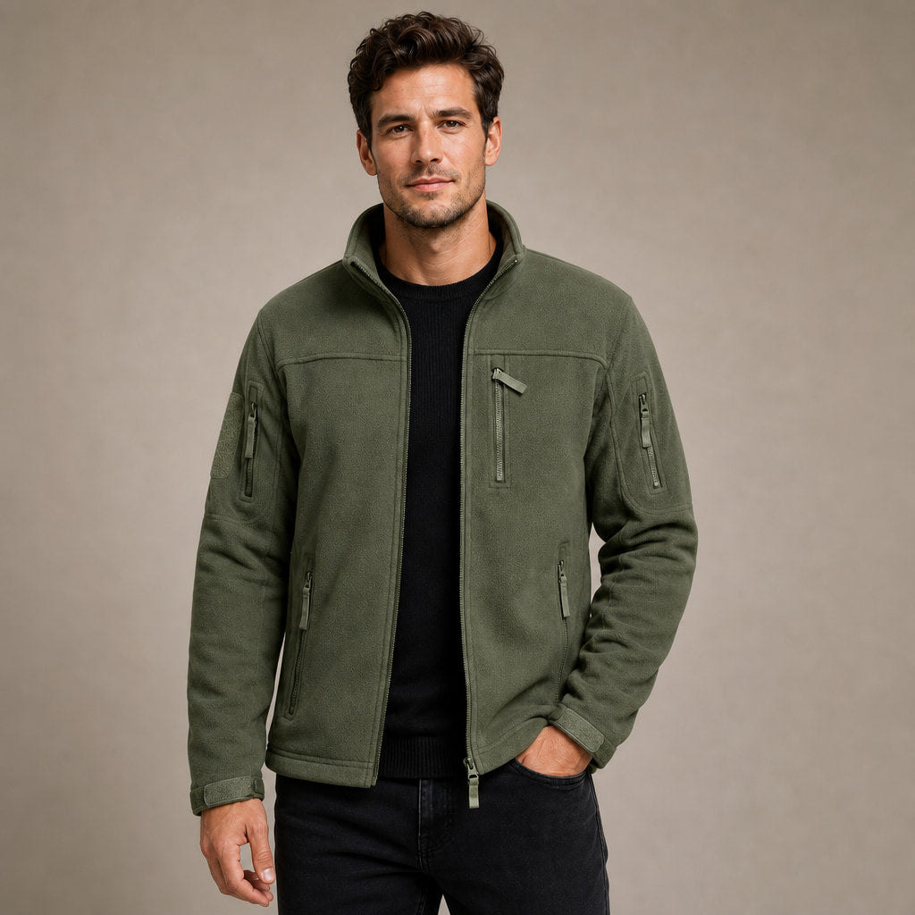Fleece Jacket Full Zip Windproof in Green – Tarlano Premium Menswear