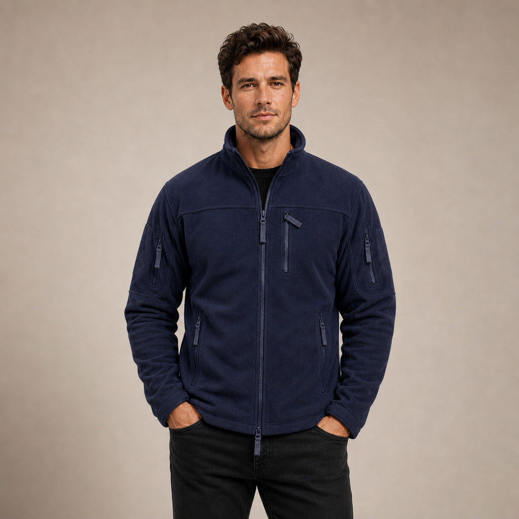 Fleece Jacket Full Zip Windproof Navy – Product Photo