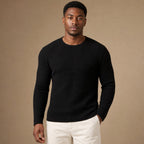 Waffle Knit Top Long Sleeve in Black – Tarlano Premium Menswear