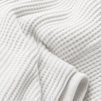 Waffle Knit Top Long Sleeve White – Fabric and Detail Close-Up