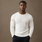 Waffle Knit Top Long Sleeve in White – Tarlano Premium Menswear