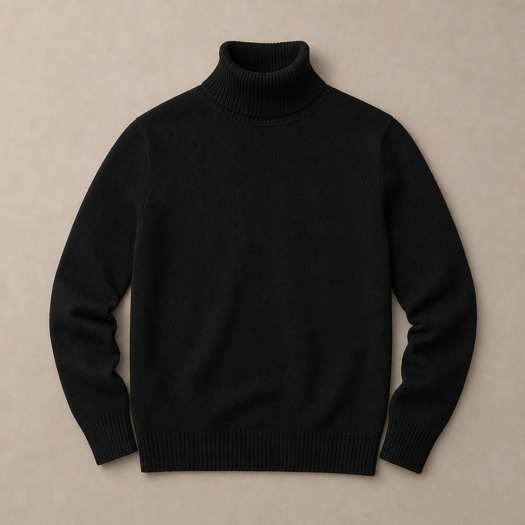 Turtleneck Sweater Merino Wool Black – Product Photo