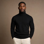 Turtleneck Sweater Merino Wool in Black – Tarlano Premium Menswear