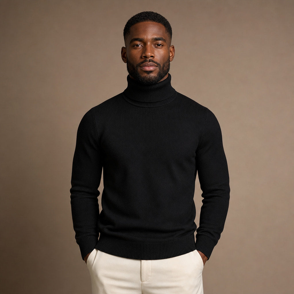 Turtleneck Sweater Merino Wool in Black – Tarlano Premium Menswear