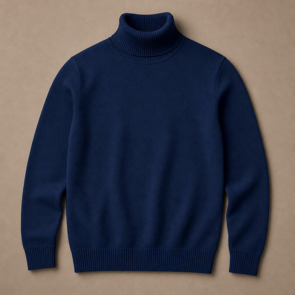 Turtleneck Sweater Merino Wool Blue – Product Photo