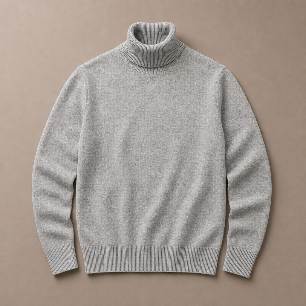 Turtleneck Sweater Merino Wool Gray – Product Photo
