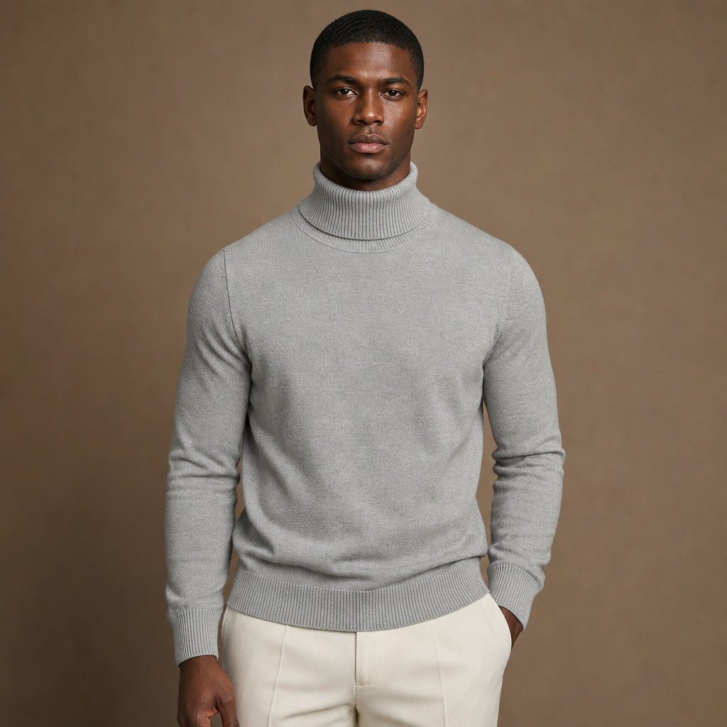 Turtleneck Sweater Merino Wool in Gray – Tarlano Premium Menswear