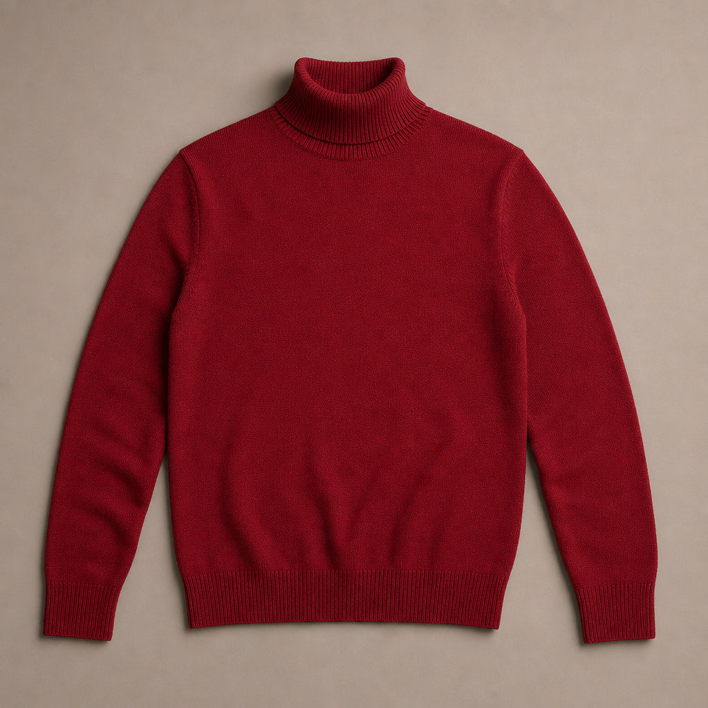 Turtleneck Sweater Merino Wool Red – Product Photo