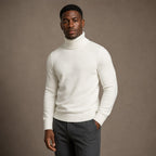 Turtleneck Sweater Merino Wool White – Side Angle View