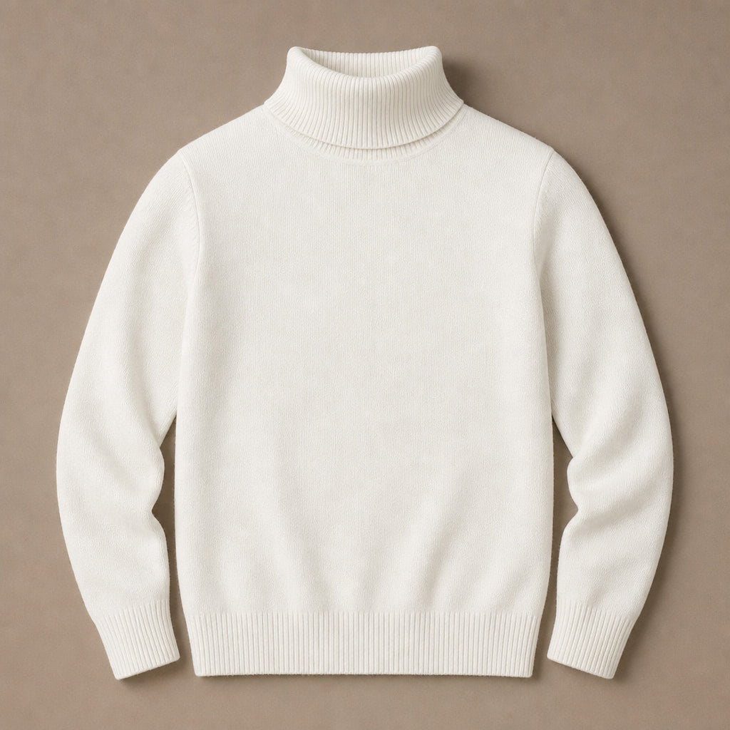 Turtleneck Sweater Merino Wool White – Product Photo