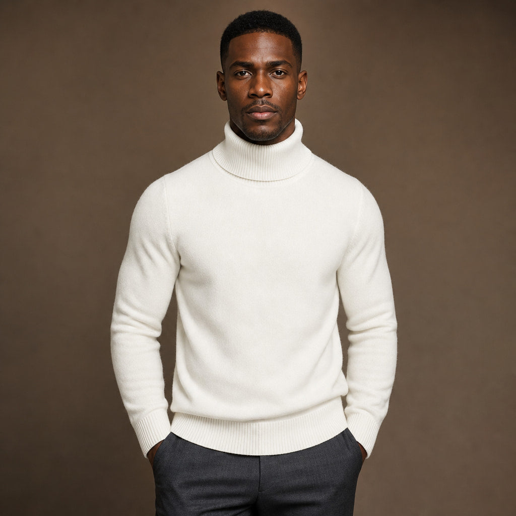 Turtleneck Sweater Merino Wool in White – Tarlano Premium Menswear