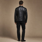 Coats Leather Motorcycle Slim Fit Black Black – Full Look