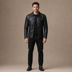 Coats Leather Motorcycle Slim Fit Black in Black – Tarlano Premium Menswear