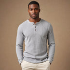 Long Sleeve Henley Waffle Knit in Gray – Tarlano Premium Menswear