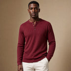 Long Sleeve Henley Waffle Knit in Wine – Tarlano Premium Menswear