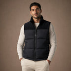 Quilted Puffer Vest Stand Collar in Black – Tarlano Premium Menswear