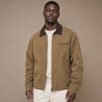 Barn Jacket Cotton Canvas Corduroy Collar Brown – Product Photo