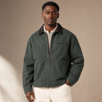Barn Jacket Cotton Canvas Corduroy Collar in Green – Tarlano Premium Menswear