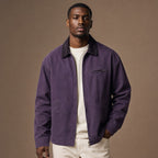 Barn Jacket Cotton Canvas Corduroy Collar Purple – Product Photo
