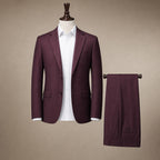 Three Piece Suit Two Button Burgundy Burgundy – Product Photo