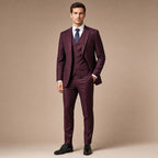 Three Piece Suit Two Button Burgundy in Burgundy – Tarlano Premium Menswear