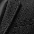 Herringbone Blazer Notch Lapel Black – Fabric and Detail Close-Up