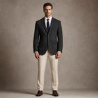 Herringbone Blazer Notch Lapel Black – Product Photo