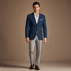 Herringbone Blazer Notch Lapel in Blue – Tarlano Premium Menswear