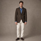 Herringbone Blazer Notch Lapel Brown – Product Photo