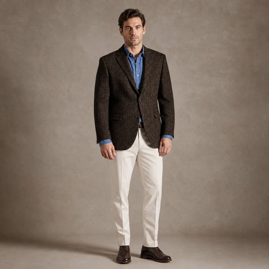 Herringbone Blazer Notch Lapel Coffee – Product Photo