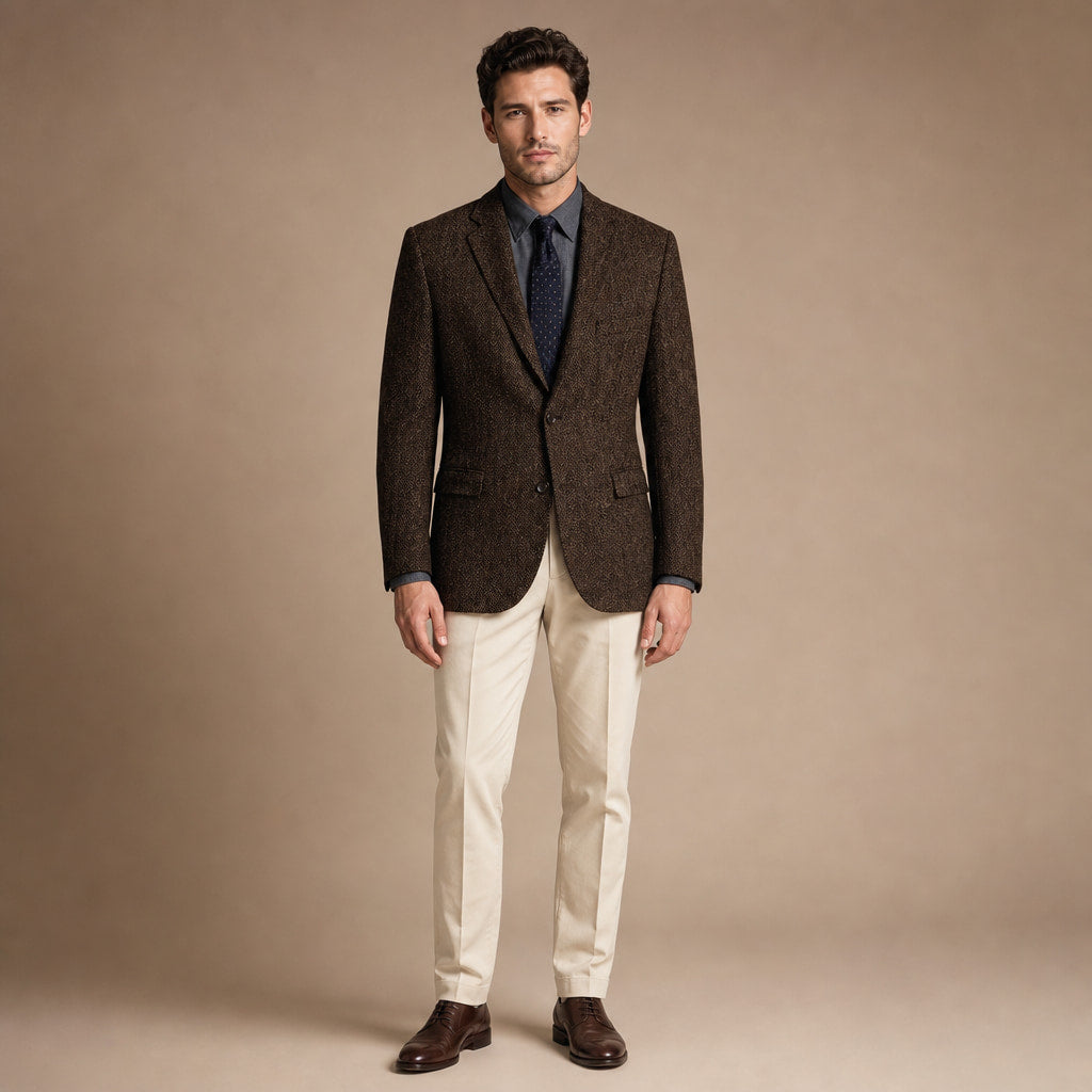 Herringbone Blazer Notch Lapel in Coffee – Tarlano Premium Menswear